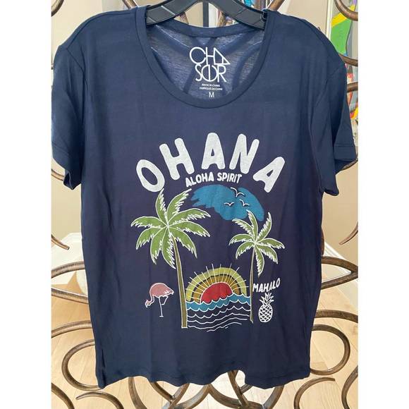 NEW CHASER bella jersey short sleeve crew t-shirt in blue - Picture 1 of 1